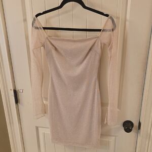 Windsor Glittering Off-Shoulder Dress in Cream